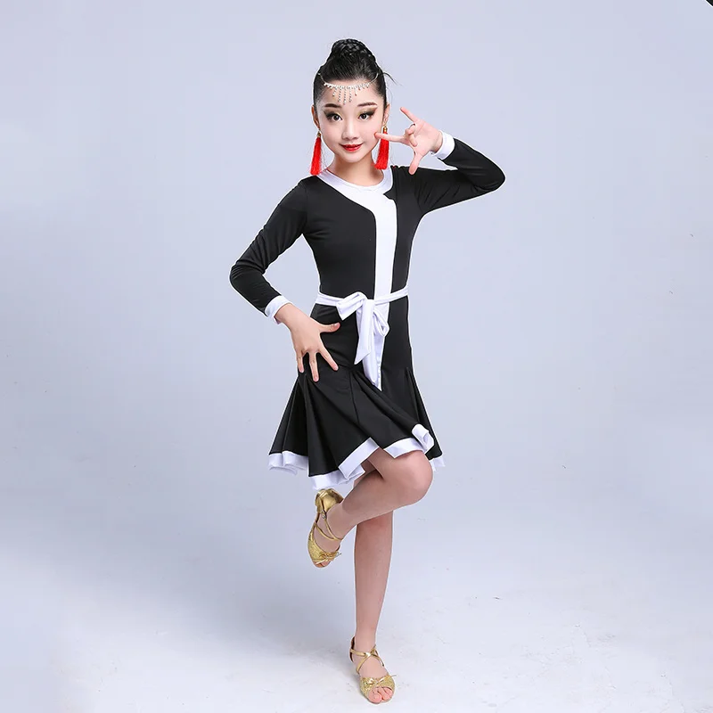 Latin Dance Dress Girl Professional Competition Dancing Dresses Children Kid Salsa Cha Samba Clothes Practice Show Wear