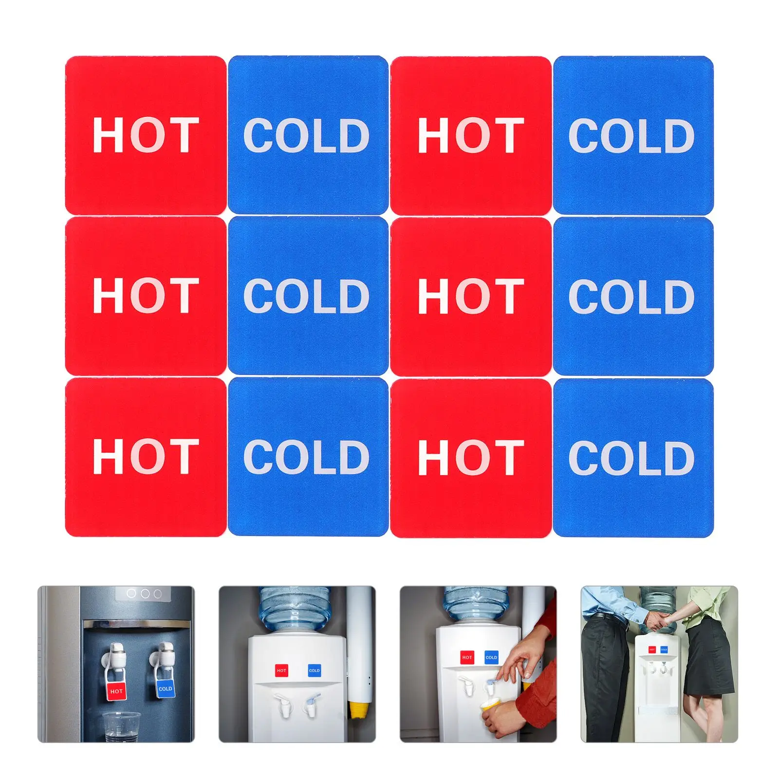 6 Pairs Hot Sticker Cold Transfer Stickers The Sign for Shower Bathtub Water Acrylic and Cover