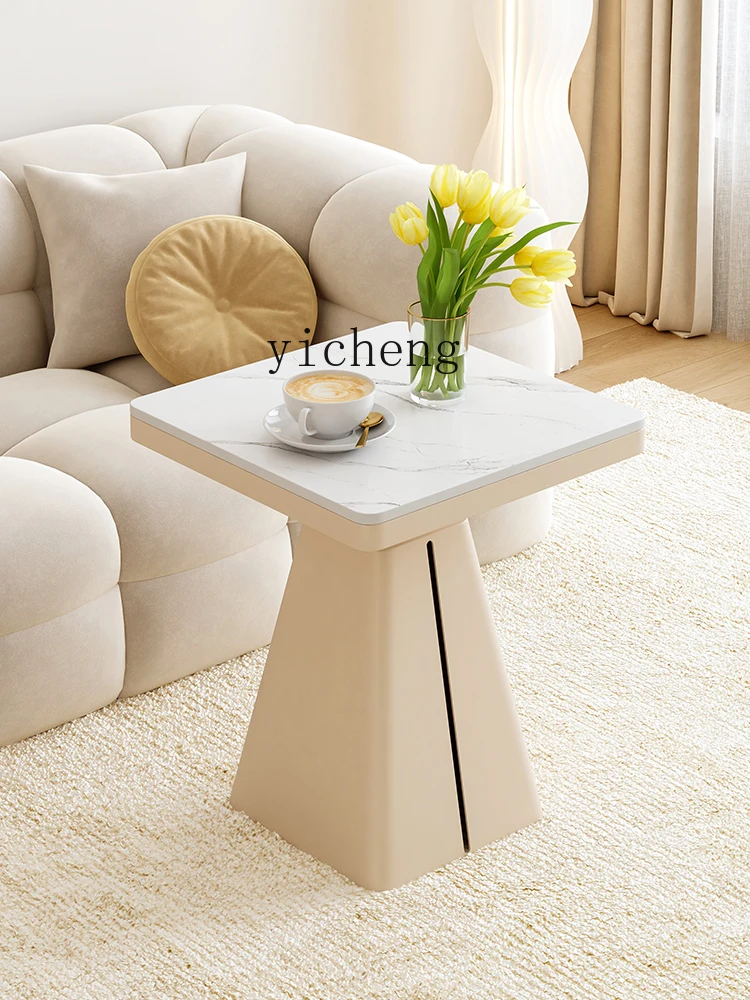 ZC Stone Plate Sofa Side Table Bedside Side Cabinet Small Coffee Table Simple Modern Living Room Square Table Corner Table Table