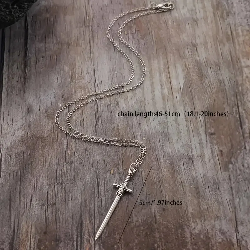 [One Retro Sword Pendant] Retro Sword Pendant Necklace, Punk Style Cross Zinc Alloy Pendant Necklace for Women And Men