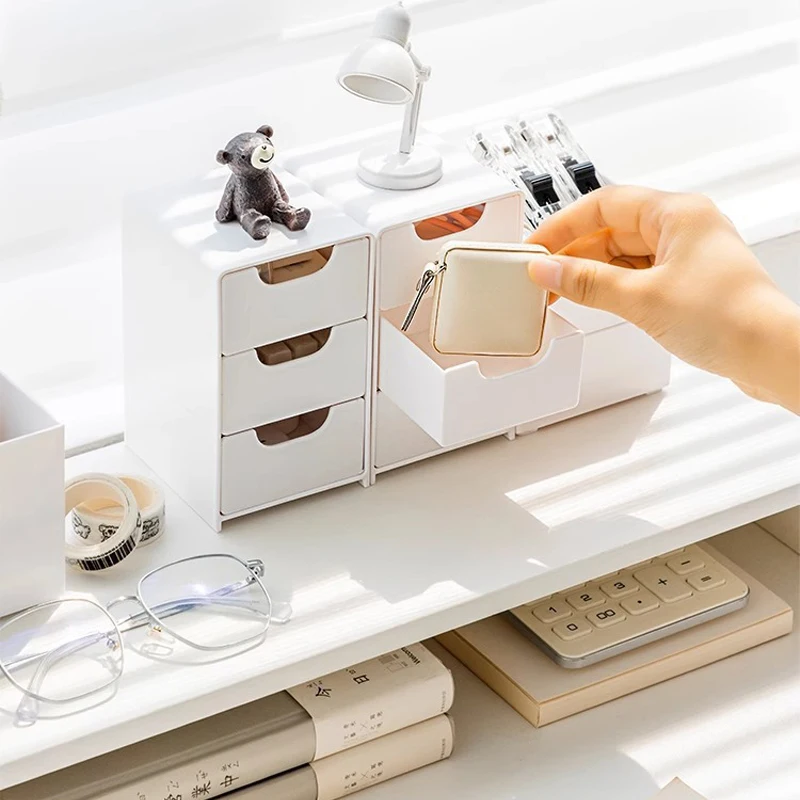 

3-Layer Mini Desktop Storage Box High-Quality Desktop Storage Multi-Function Storage Box For Lipstick Jewelry Drawer Small Items