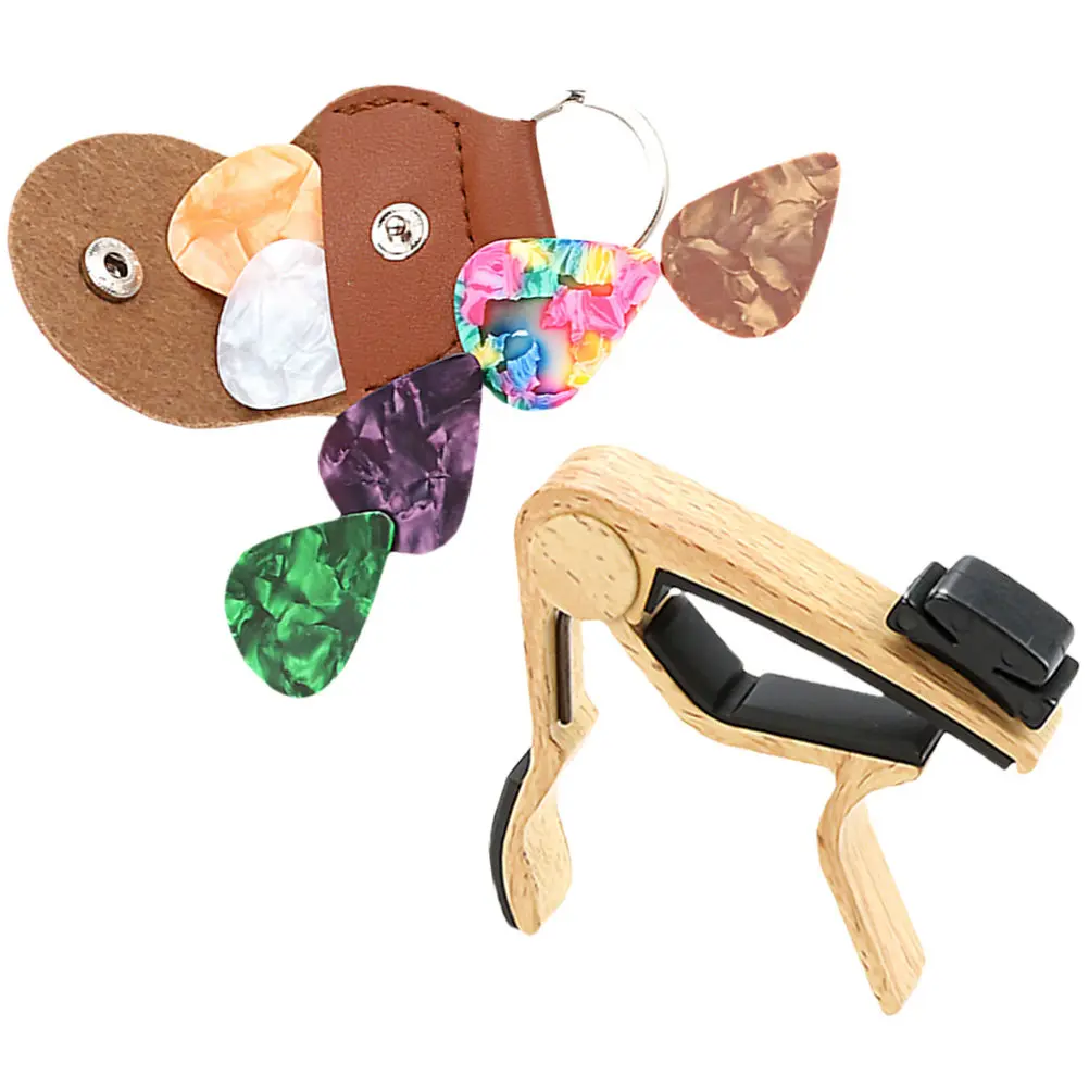 1Set Guitar Capo Pick Set Multi-Function Metal Capo Clamp Guitar Instrument Accessory for Electric Acoustic Bass Ukulele