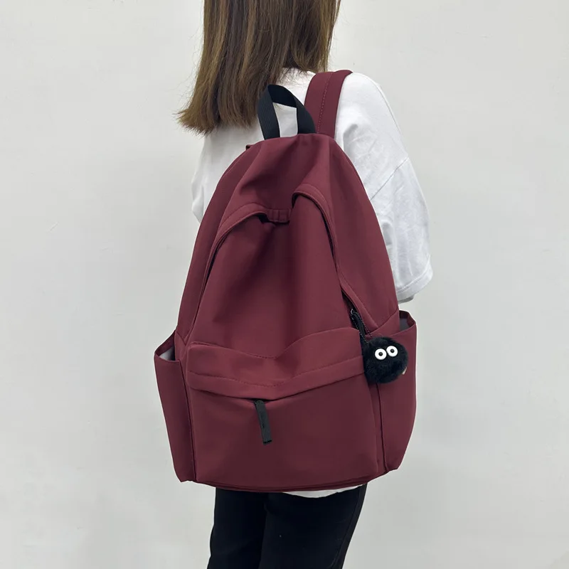 Backpacks Women Solid Black Large Capacity Backpack Trendy Harajuku Casual Zipper Waterproof Bag Students Japanese Style Mochila