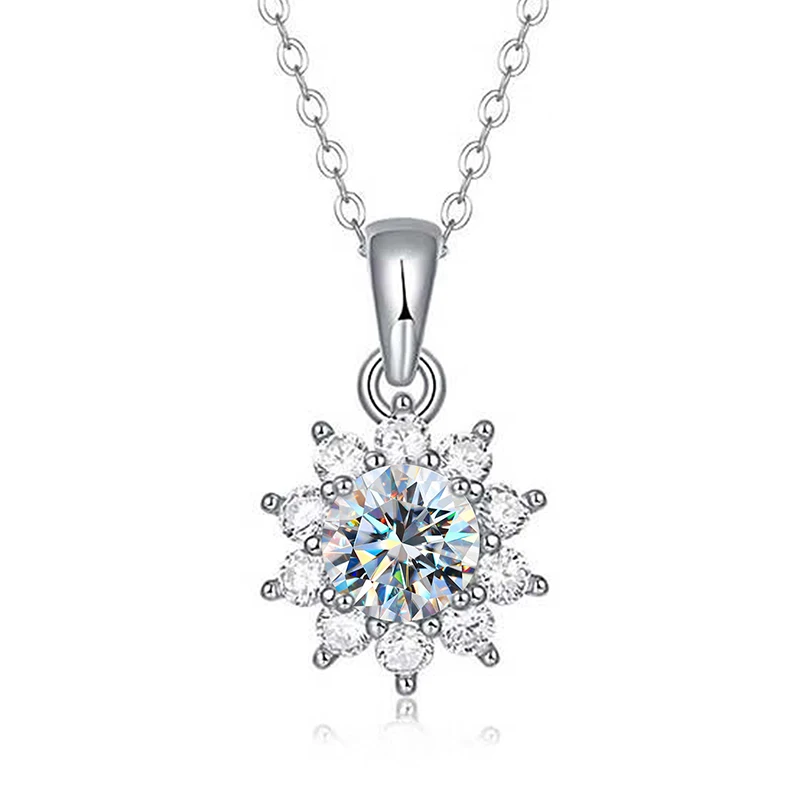 

GRA 0,5-1 карат, сертифицированный снежинкой, муассанит, бриллиантовый кулон, свадебное ожерелье для женщин, настоящее серебро 925, горячая распродажа ювелирных изделий