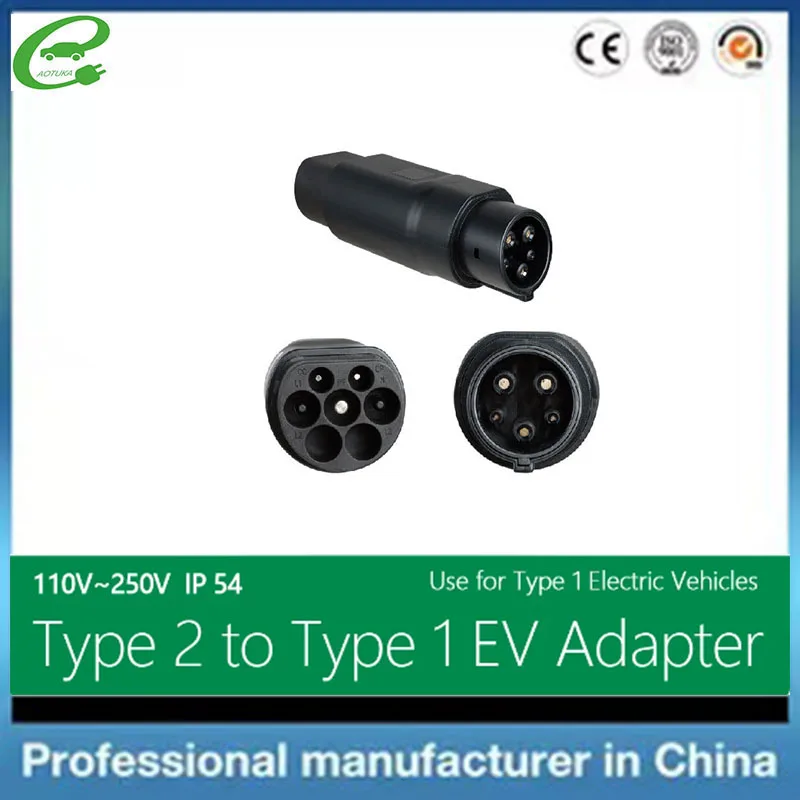 Conector de cargador EV tipo 2a tipo 1, adaptador de carga para vehículo eléctrico, IEC62196 a SAE j1772 16A 32A