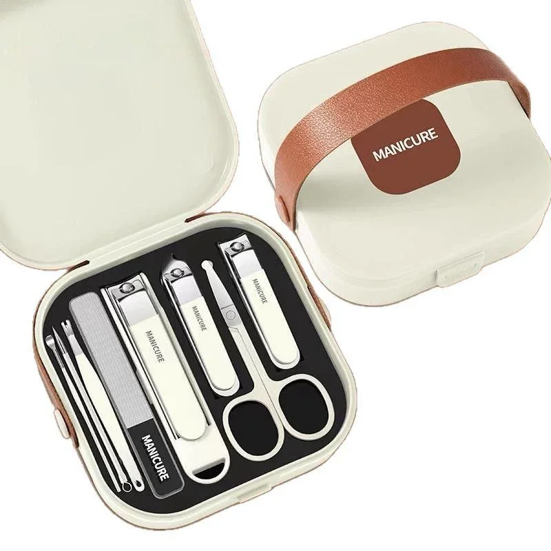 

25Travel Grooming Kit Personal Care Kit Stainless Steel Nail Clipper Set 6/8pcs Professional Brown/White Nail Tools Manicure