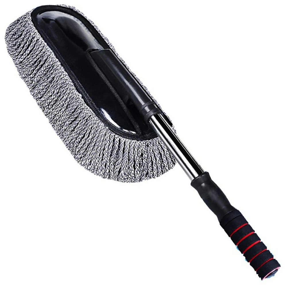 Car Wash Mop Telescopic Handle Nanofiber Wax Mop Dust Removal Soft Hair Mop Car Brush Car Wash Cleaning Tool Car Supplies