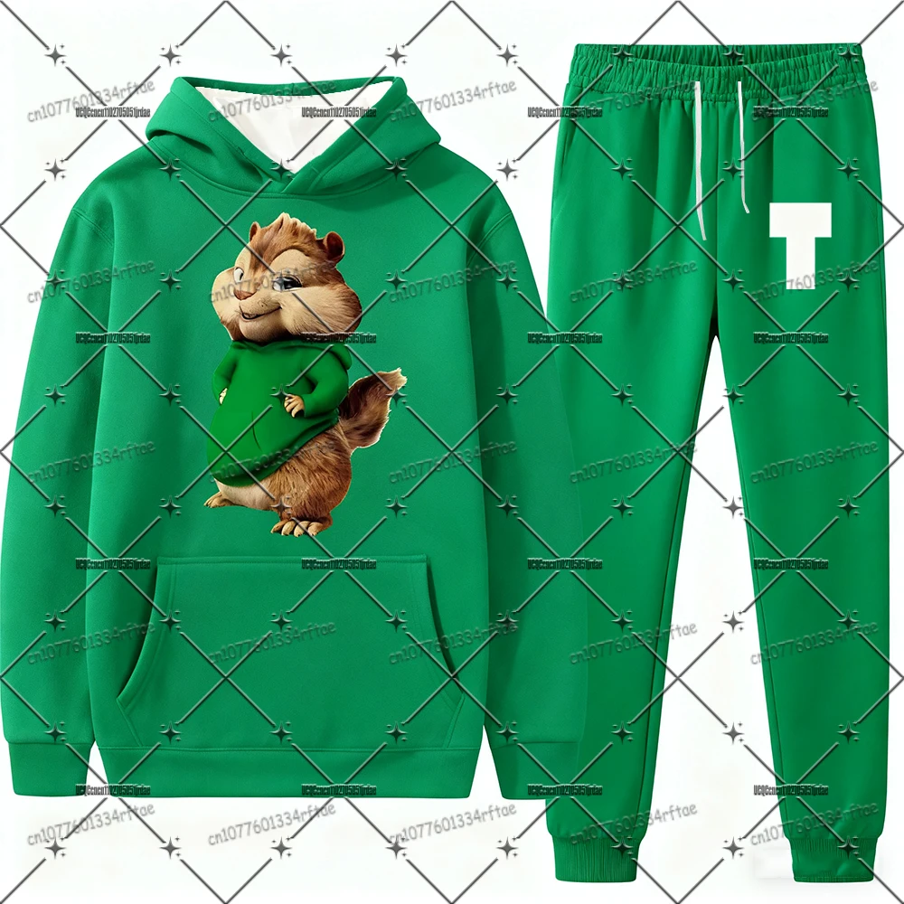 

Alvin and The Chipmunks S/P Movies Print Hoodies+Long Pants Sets Casual Tracksuit Set Alvin Chipmunk Halloween Christmas Clothes