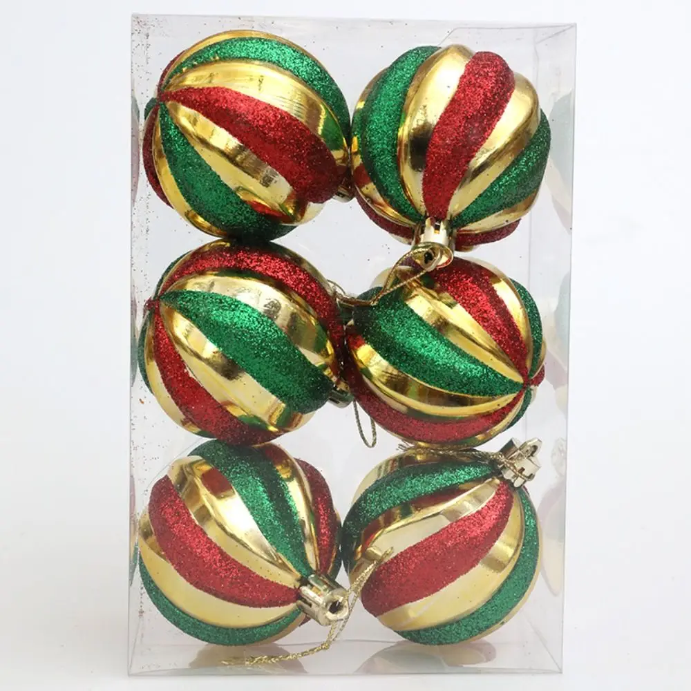 6PCS/Box Electroplated Painted Ball Christmas Tree Ornament DIY Crafts Painted Plastic Christmas Gifts Boxes Pendant New Year