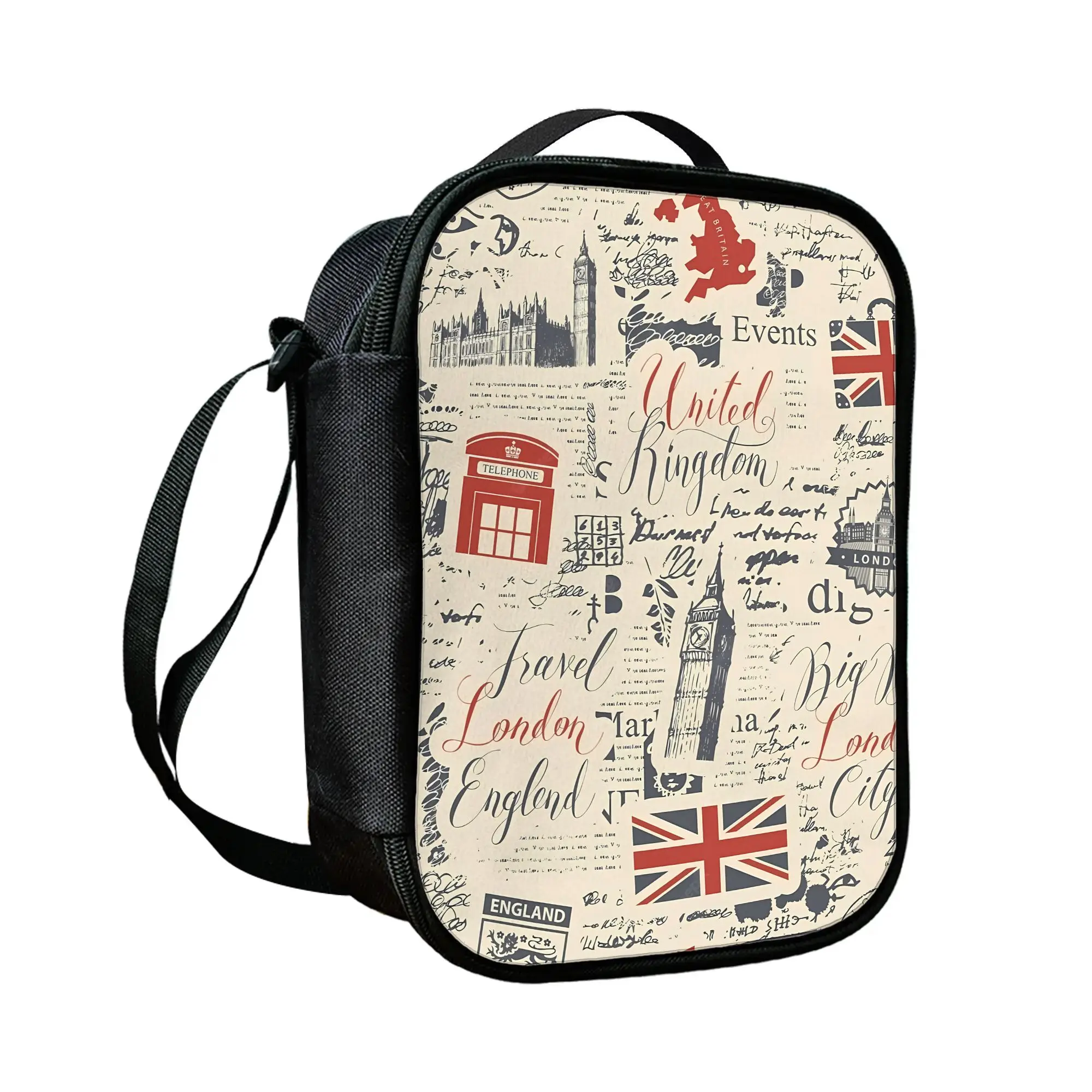 1pc Retro Newspaper Design Non-Food Contact UK British Design Lunch Tote Lunch Tote Trendy Lunch Tote Festival Present