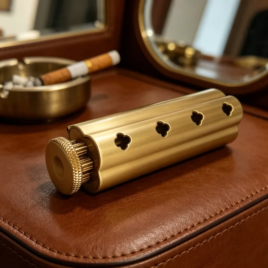 Brass Hand Cigarette Rolling Machine, Compatible with 6mm Cigarette Holders and 70mm Rolling Papers, Portable Cigarette Roller view 4