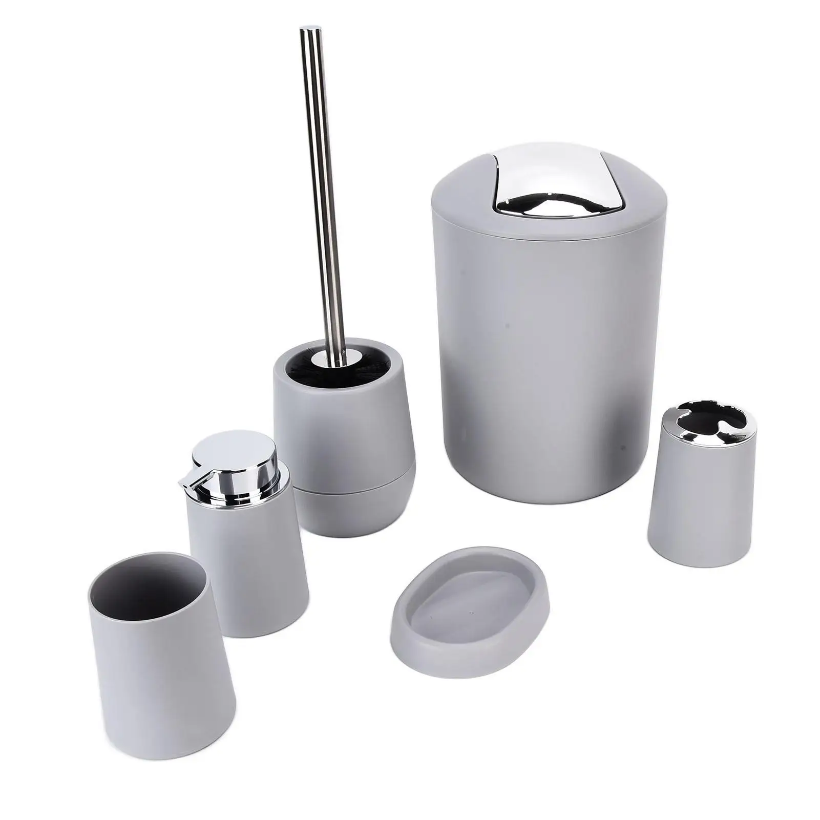 6-Piece for bathroom Accessories Set - Electroplated Toothbrush Holder & Trash Can Kit for Home Decor