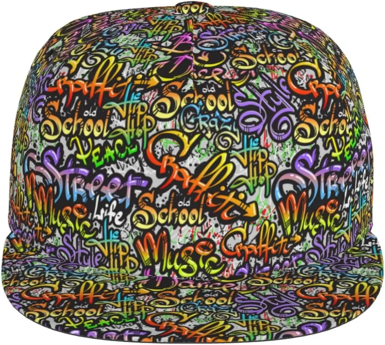 Neon Street Life Snapback Cap Funny Graffiti Adjustable Snapback Hat for Men Women Unisex Hip Hop Baseball Cap Flat Bill Brim