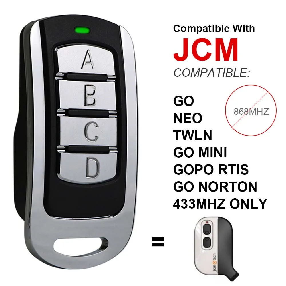 JCM GO NEO TWLE GO MINI GOPO RTIS GO NORTON GARAGE DOOR REMOTE CONTROL 433MHz Rolling Code Replicator