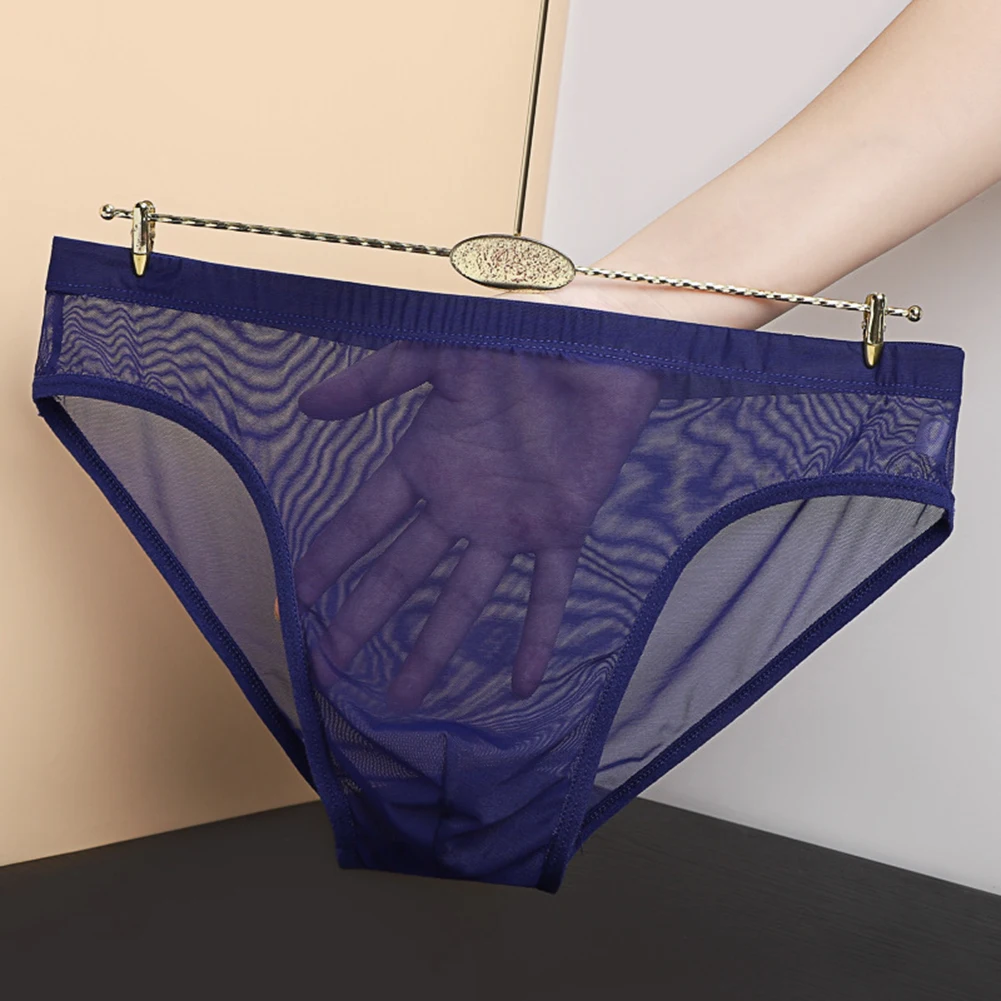 Plus Size Men Sexy Mesh Transparent Ultra-Thin Underwear For Hot Man Briefs Sheer Breathable See Through Summer Men's Panties