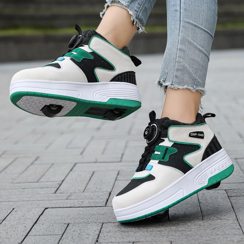 

Girls' 2-Wheel Invisible Roller Sneakers: Light-Up Roller Skates, Kids' Sports Shoes with Hidden Wheels