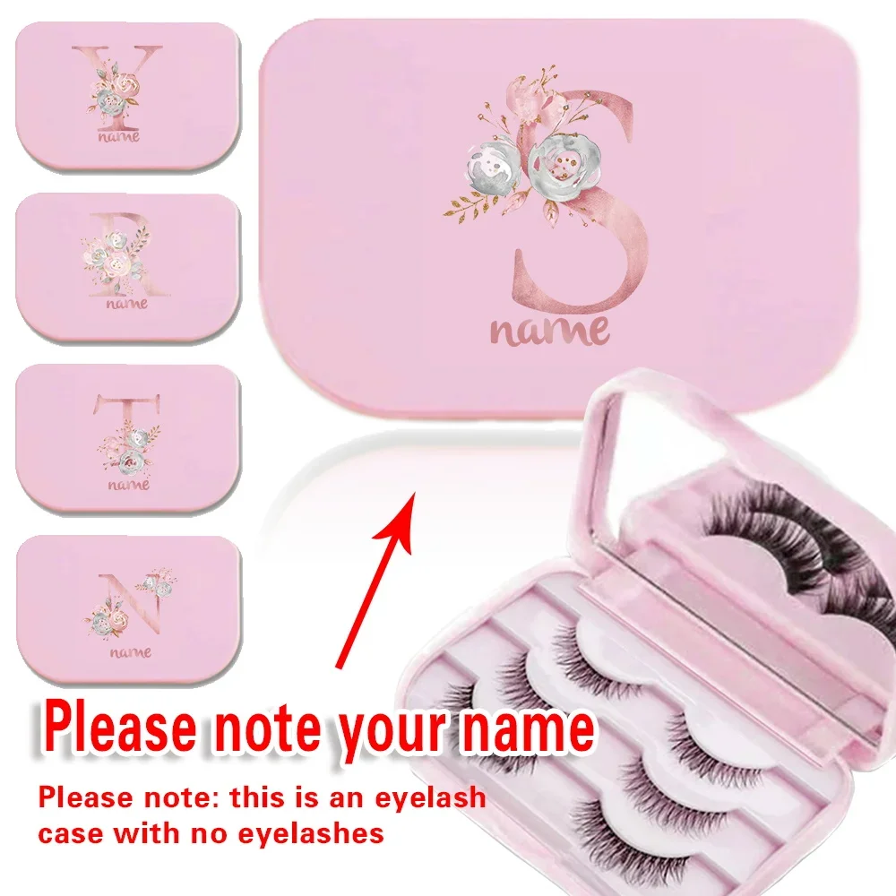 

Customized Name False Eyelash Box With Mirror Lashes Organizer Holder Portable Display Container Case Beauty Makeup Storage Tool