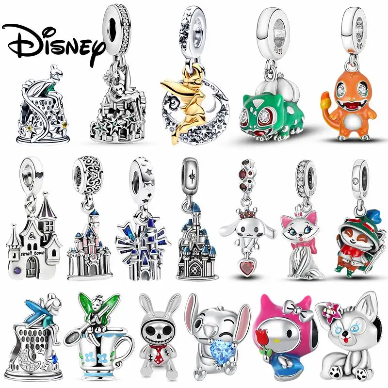 

925 Silver Disney 2026 New Tinker Bell Series Charms Pendant Fit For Necklace Bracelet DIY Birthday Festivals Women's Party Gift