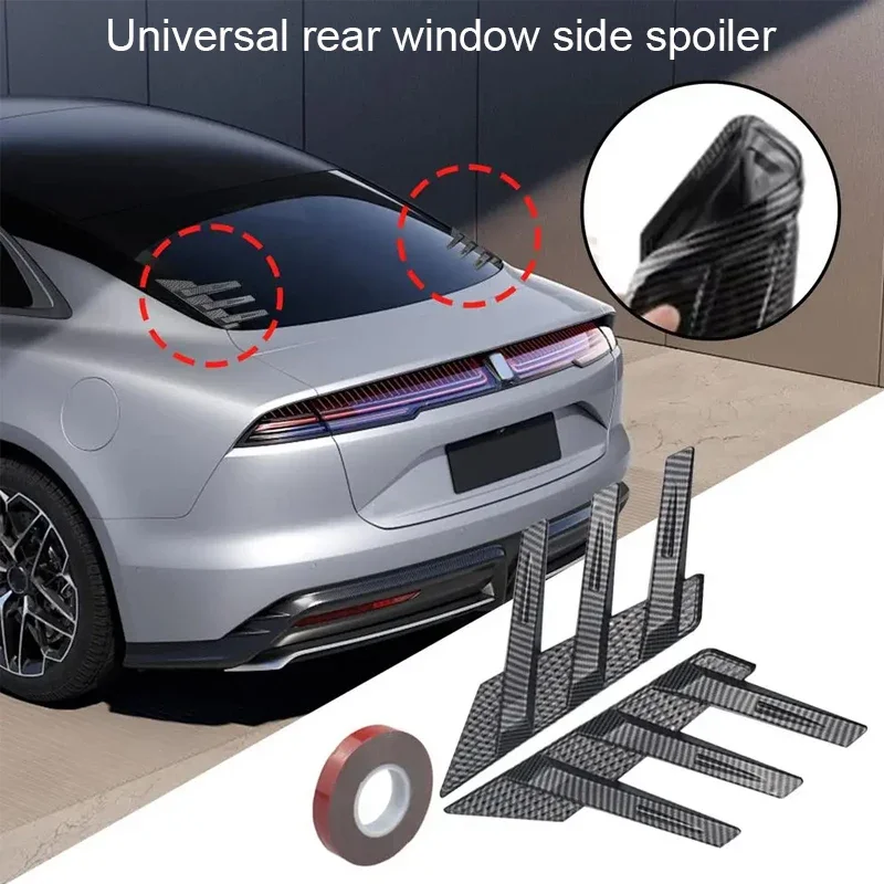 

2pcs ABS Car Rear Windshield Sticker Decoration Accessory Side Spoiler Splitter Trim Triangle Louver Window Sunshade Windshield