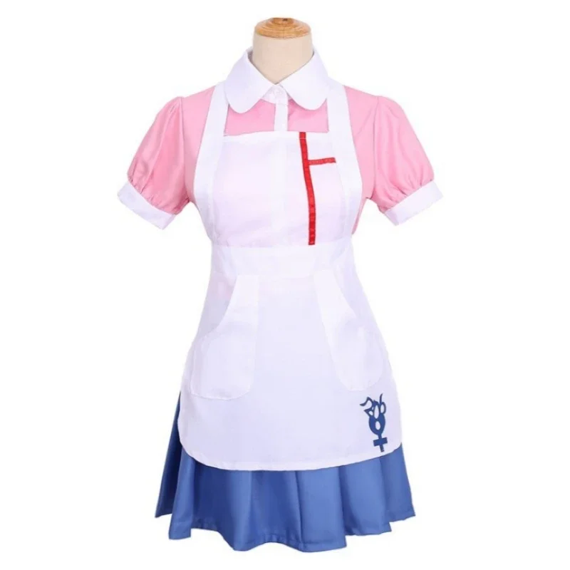 Disfraz de Cosplay de Anime japonés Danganronpa, Mikan Tsumiki identyv, conjunto completo de traje de sirvienta, accesorios para peluca, juegos