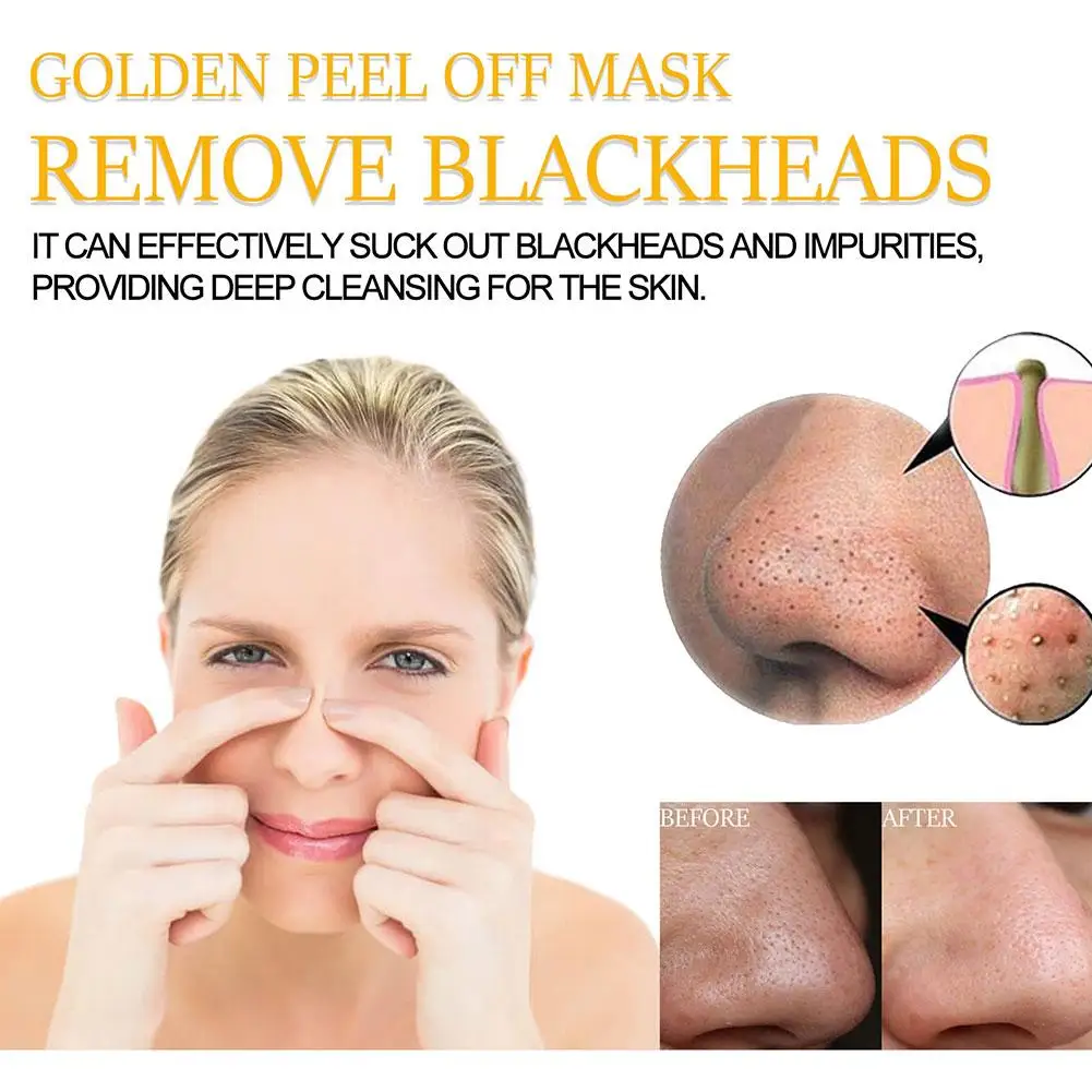 80g Gold Peel Mask Blackhead Cleanses Pores 24k Gold Skin Face Shrink Foil Hydrating Care Mask Smooth Oil-Control Pores Pee R8K9