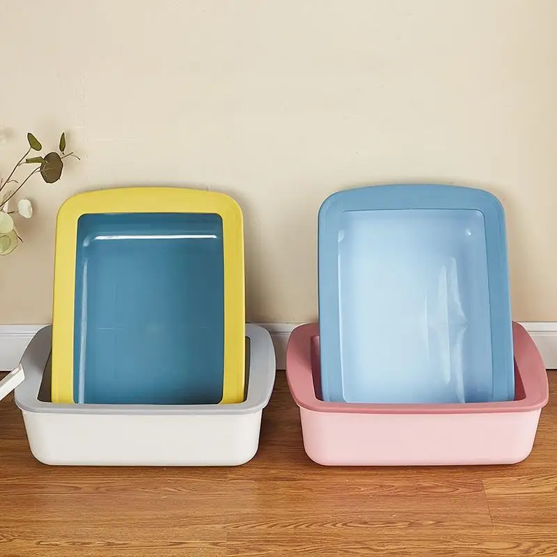 

Large Cat Litter Box PP Plastic Cat Litter Box Anti-splash Large Semi-enclosed Pet Cat Toilet