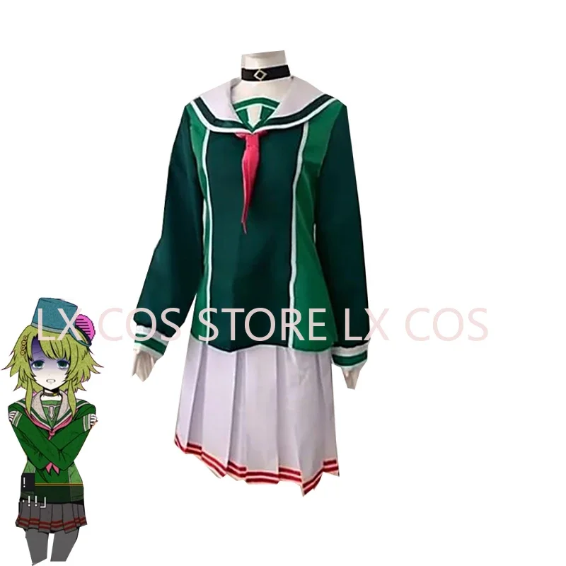 Jogo seu virar para morrer kanna kizuchi cosplay traje feminino peruca terno de festa saias superiores neckwear uniformes de halloween feito sob encomenda