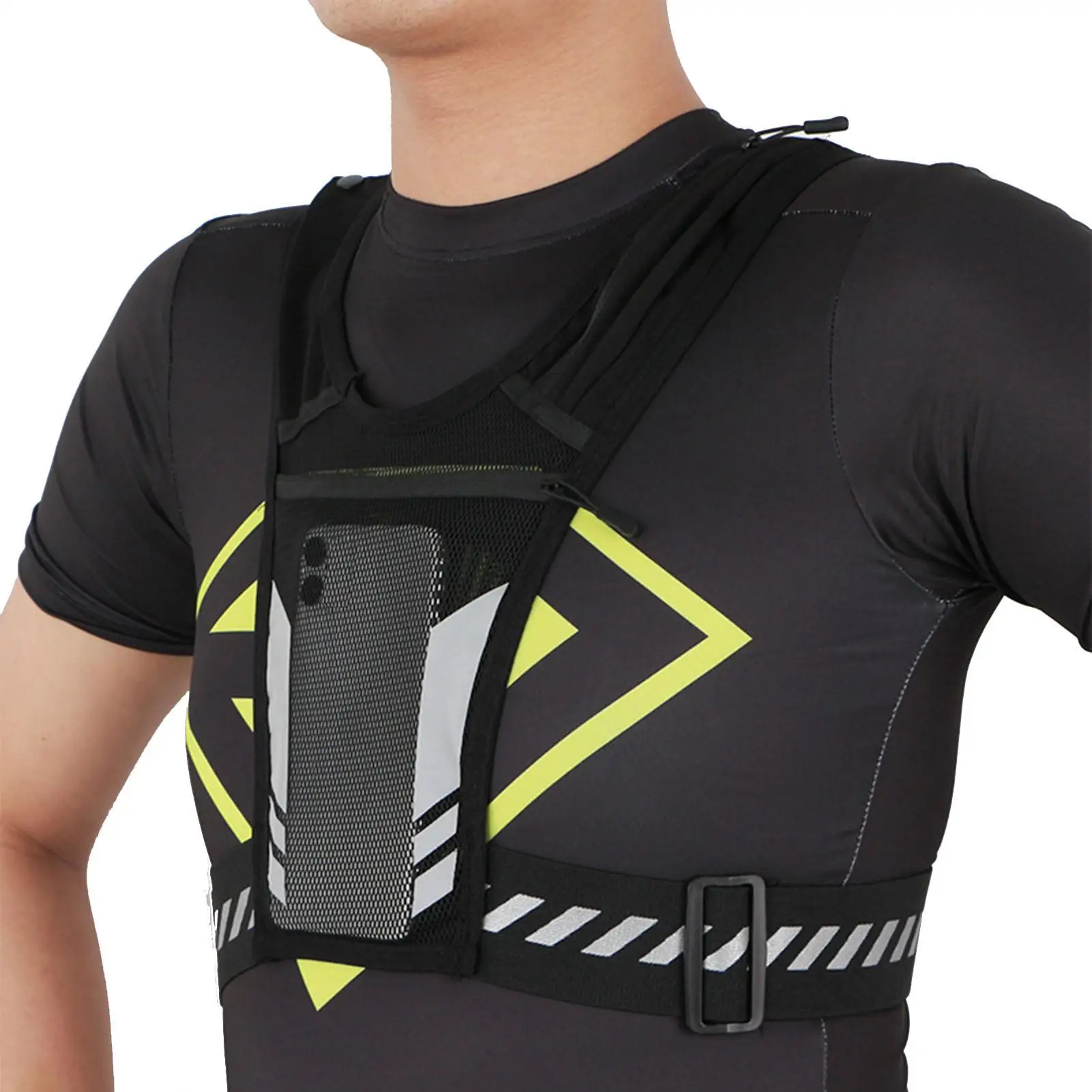 Running Vest Phone Holder Reflective Breathable Sports Outdoor Chest Rig Running Accessories With Water Bottle Holder For