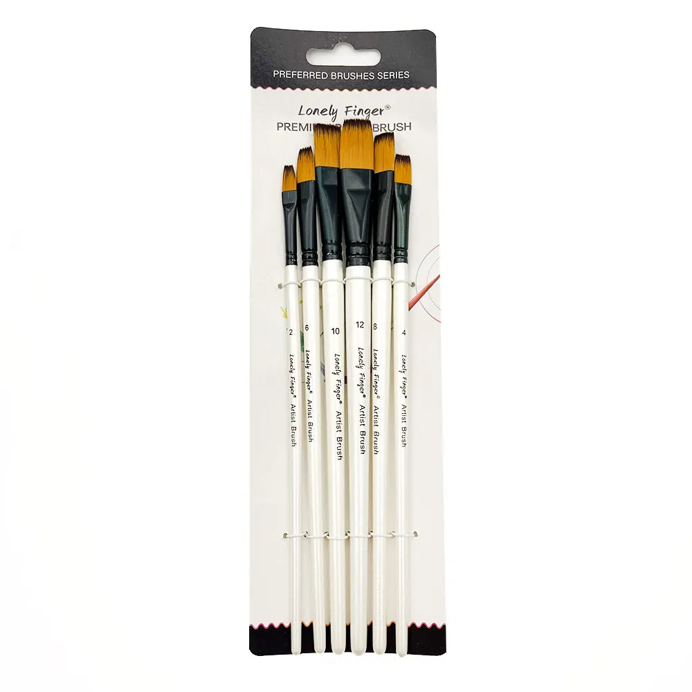 Flat Paint Brushes Set, 6Pcs Artist Paintbrushes for Acrylic Oil Watercolor Gouache Painting, Premium Nylon Hair Art Paint Brush