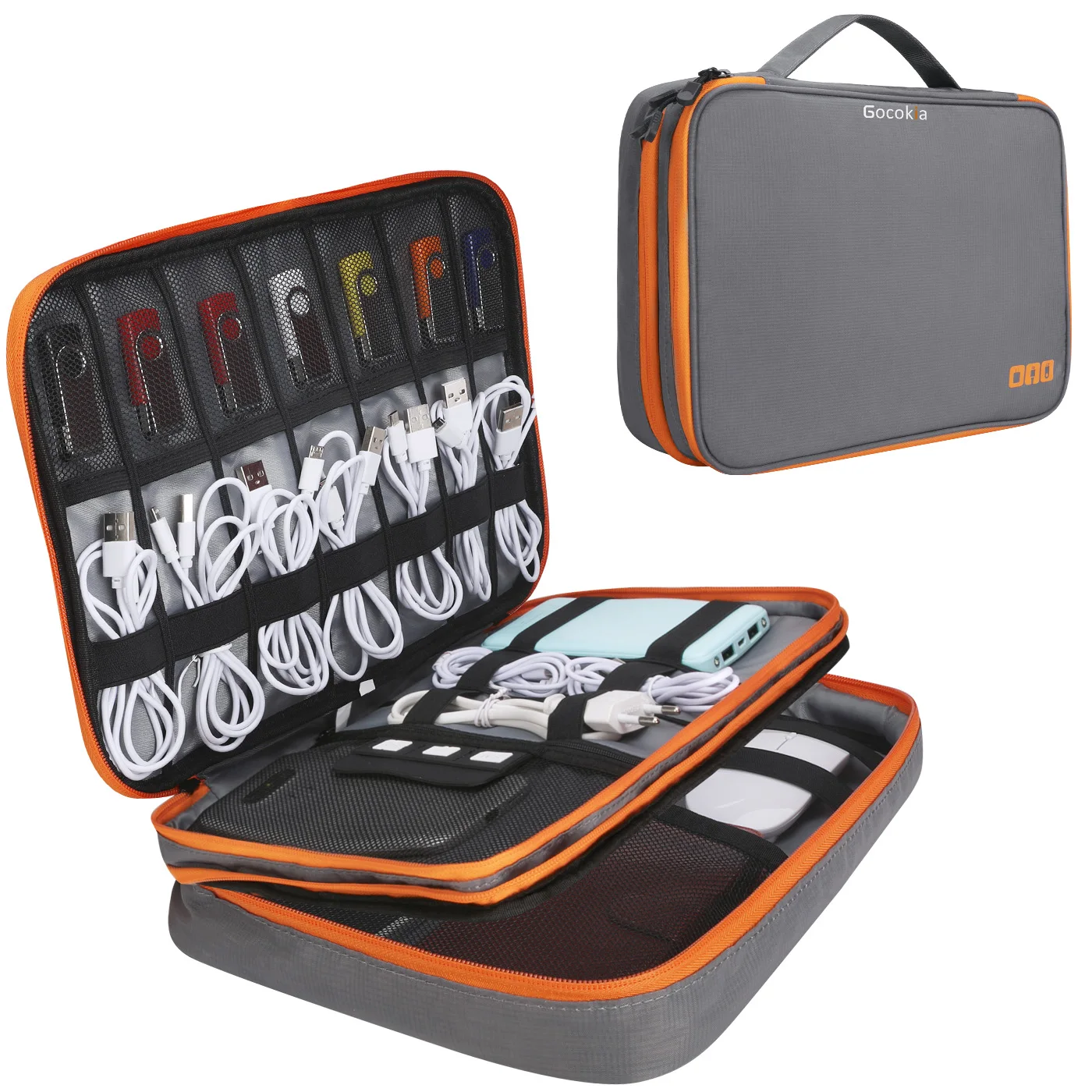 Estuche de viaje para accesorios electrónicos, bolsa organizadora portátil de cables, dispositivos, iPad, carga, unidad flash USB, cargador, de transporte