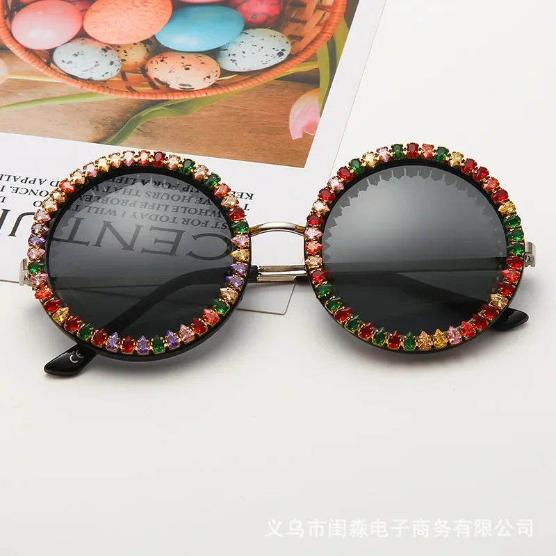 Fashion Womens Colorful Rhinestone  Sunglasses Prom Party Decoration Outdoor Sunscreen and UV Protection Sunglasses UV400