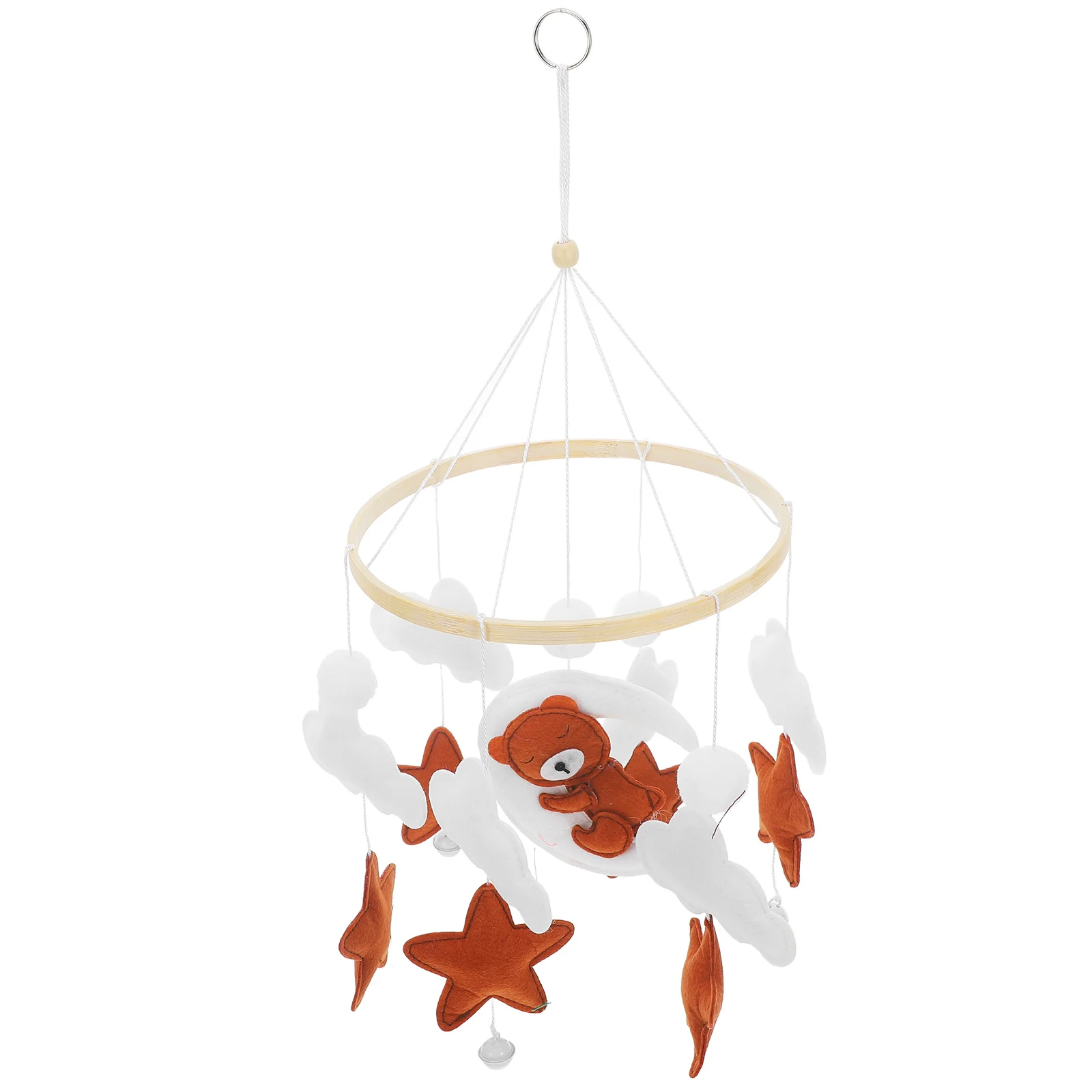 Baby Crib Mobile Cartoon Bear Cloud Star Pendant Nursery Decoration Soothing Wind Chime Baby Bed Hanging Decor