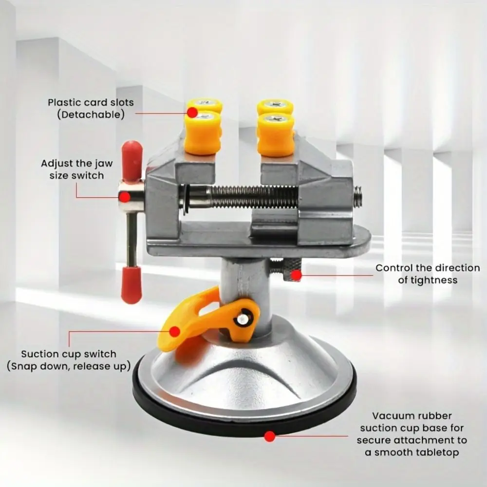 360-Degree Locking Base Suction Cup Vice Aluminum Alloy Multi Specification Mini Vise Rotary Table Universal Suction Cup