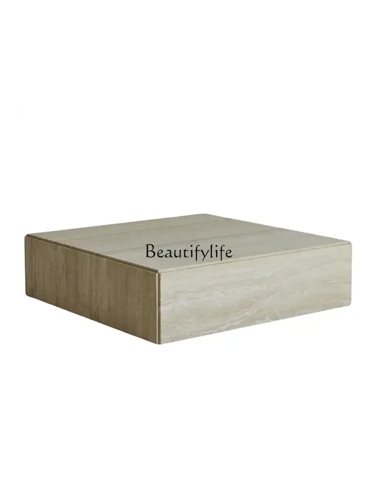 

Italian light luxury high-end natural travertine coffee table marble coffee table