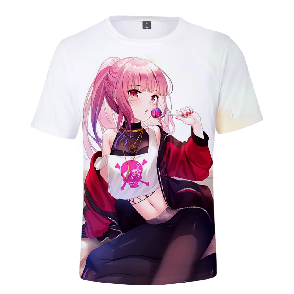 HOLOLOLIVE VTuber Mori Calliope 3D camiseta impressa para homens e mulheres, roupas preppy, streetwear de rua, estilo kawaii, primavera e verão