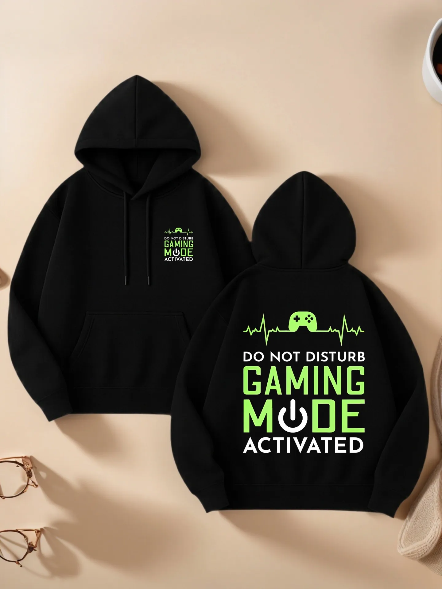 Graphic Hoodie Women, Do Not Disturb Gaming Mode Activated Print, Casual Streetwear, Fleece, Casual Everyday Wear, For Young Men