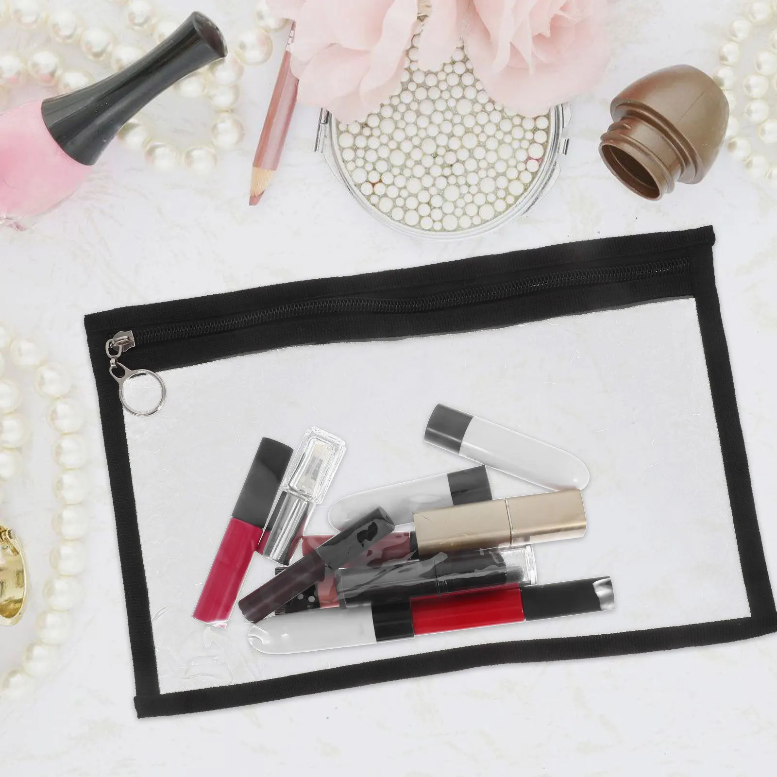 

5Pcs Clear Pencil Pouch Transparent PVC Zipper Case Waterproof Small Organizer for School Office Travel Supplies