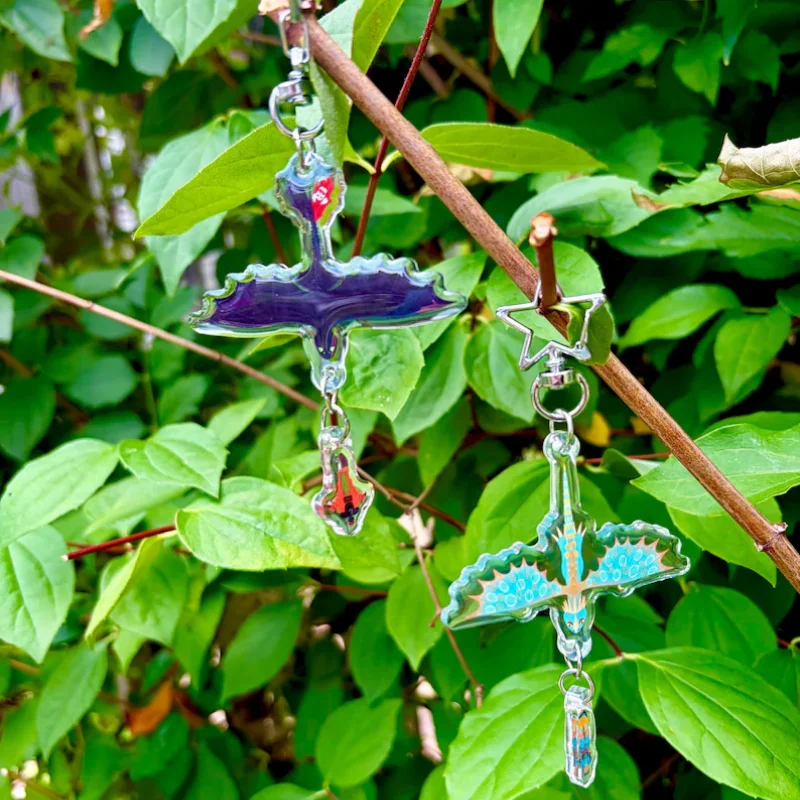 Double Dangler Acrylic Keychain Fashionable And Stylish Key Holder for Organizing And Personalizing Your Keys