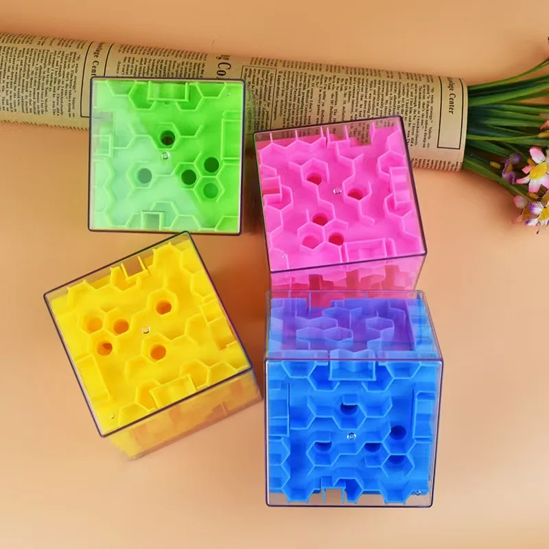 TOBEFU 3D Maze Magic Cube Transparent Six-sided Puzzle Speed Cube Rolling Ball Game Cubos Maze Toys for Children Educational