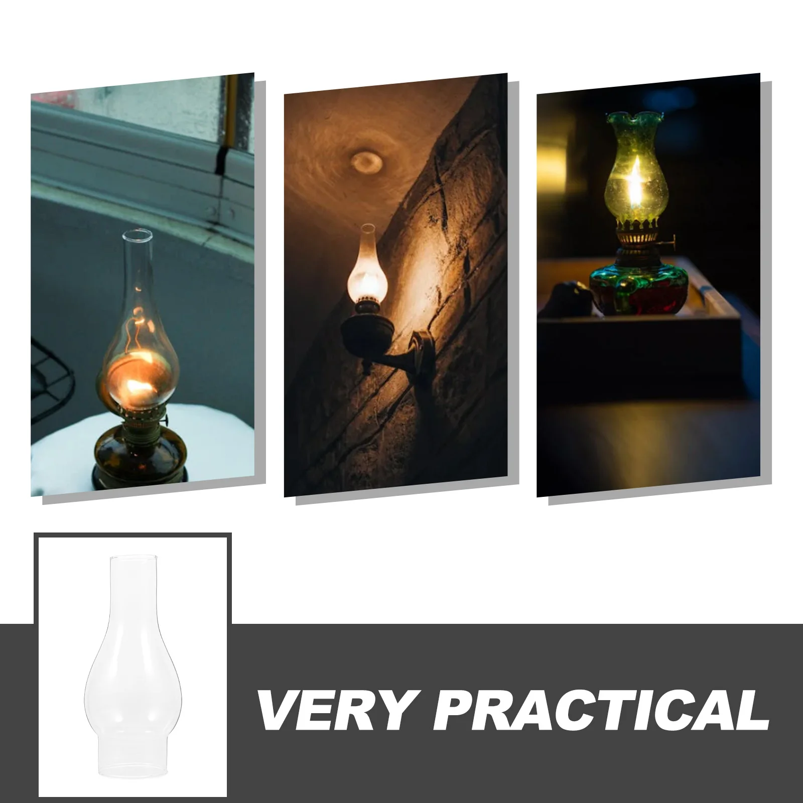 

3Pcs Oil Lamp Chimney Replacement Windproof Glass Vintage Accessory Fit 35mm Lamps Emergency Lighting