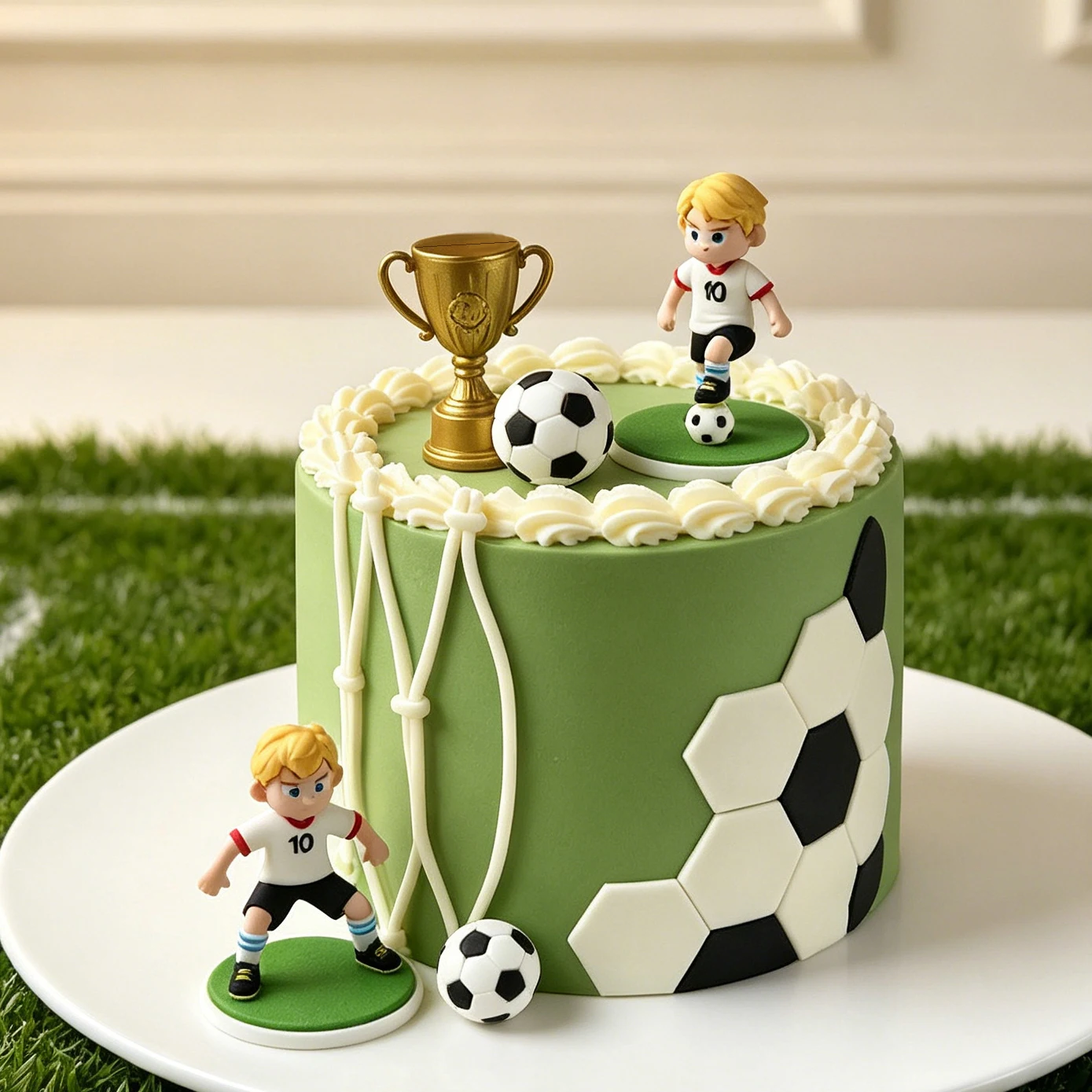 Fußball-Themen Tortendekor-Set Fußballspieler Trophäen-Figur Kindergeburtstag Party-Dekoration, Babyparty Sport-Themen Kuchendeko