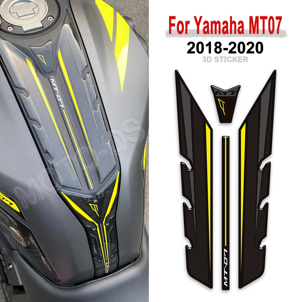 

Для Yamaha MT-07 MT07 MT-07 SP 2018-2020 3D мотоциклетные ручки на бак, накладки на колени, защита от скольжения, комплект наклеек из эпоксидной смолы
