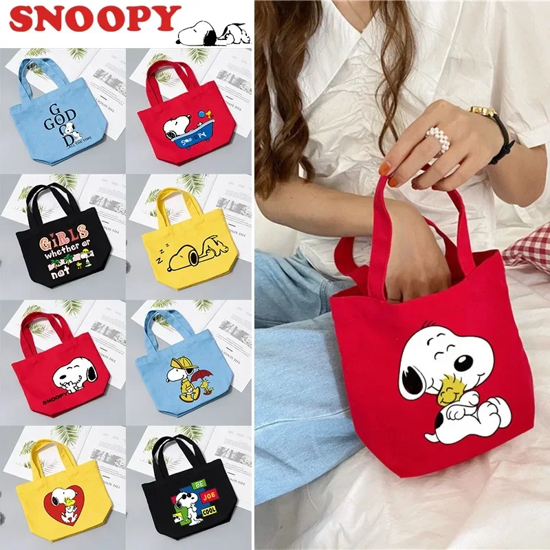

Snoopy Handbag Small Tote Bag Portable Cartoon Women Girls Canvas Storage Reusable Grocery Bag Cute Kids School Office Lunch Bag