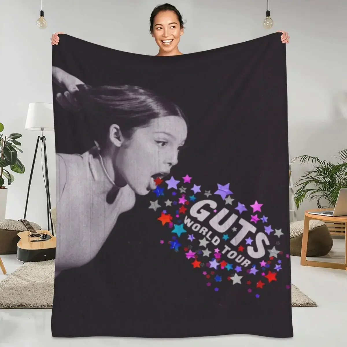 Spill Ur Guts Vampire Sour Olivia Blanket Rodrigo Camping Flannel Throw Blanket Super Warm Couch Chair Bedspread Gift Idea