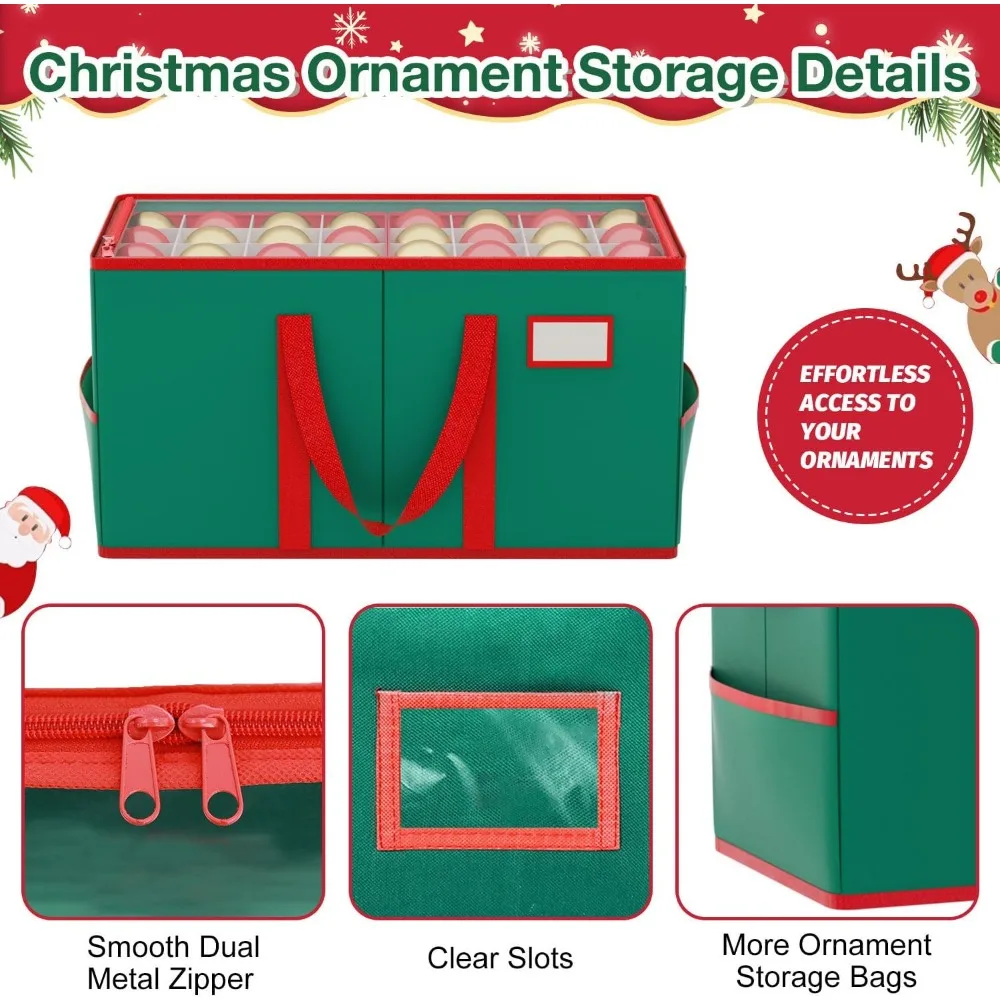 منظم زينة عيد الميلاد صديق للبيئة مع 8 صواني قابلة للتعديل، 128 حجرة #4