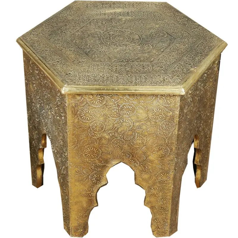 

Indian brass coffee table South East Asia coffee table B & B low table retro classic handmade art solid wood