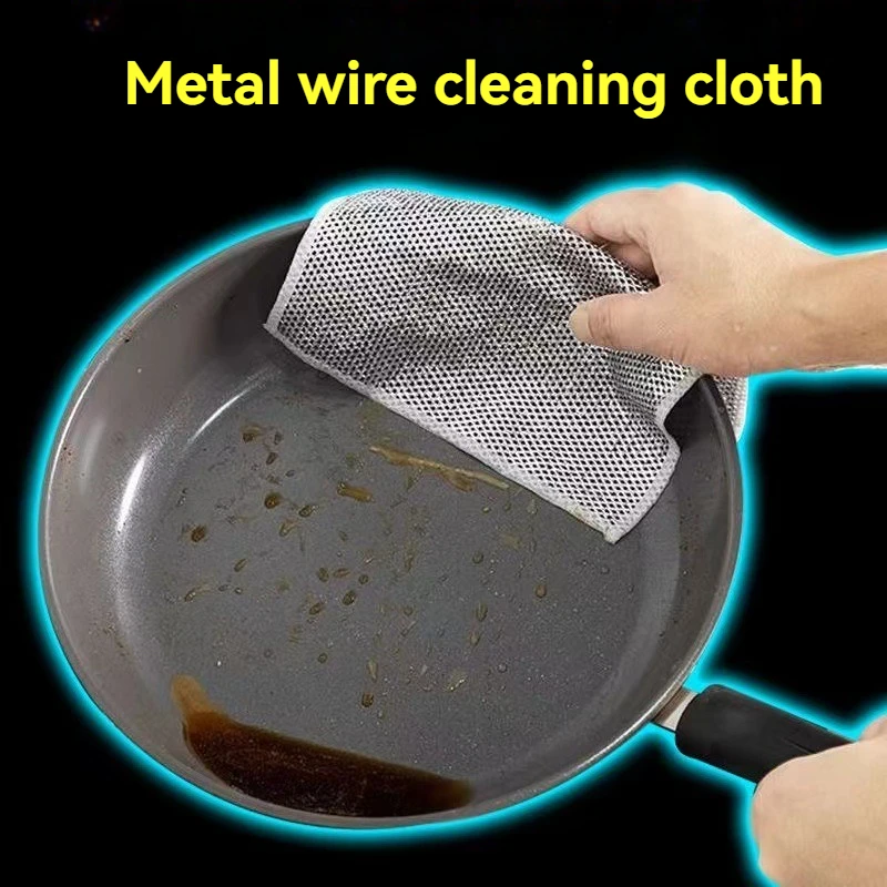 2-In-1 Upgrade Magic Cleaning Cloth Thickened Double sided Steel Wire Rag Bamboo Charcoal Dish Washdishing Cloths Towel Clean