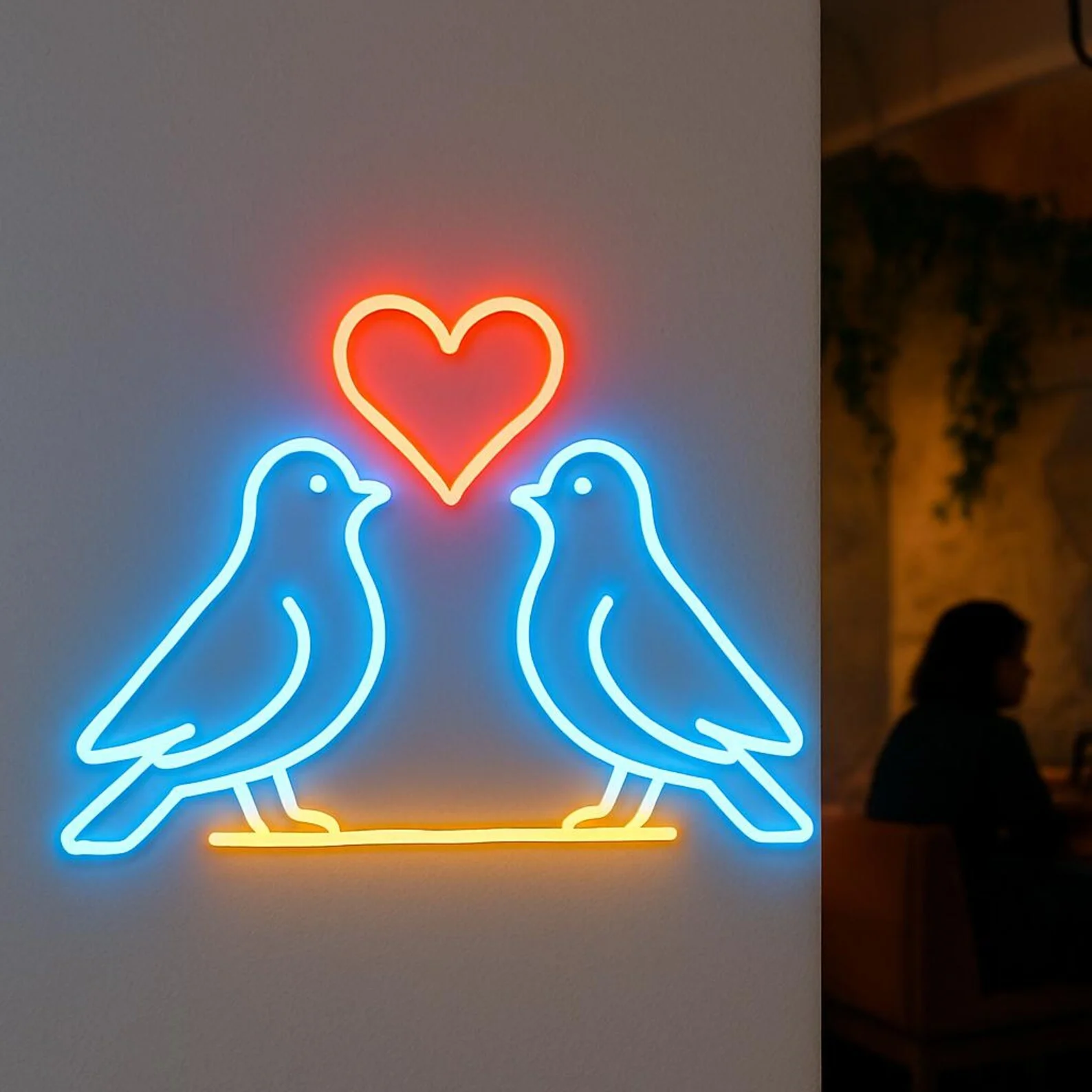 

Dove and Dove and Heart Neon Sign, Bird Neon Decor,Image Studio Light, Wedding Studios Led Sign