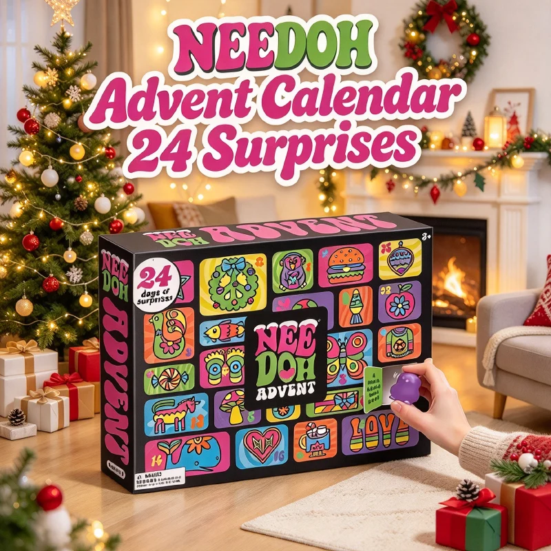 2026 NeeDoh Advent Calendar 24Pcs 3D PVC Fidget Spinner Fidget Doll Christmas Countdown Calendar Surprise New Year Gift Party