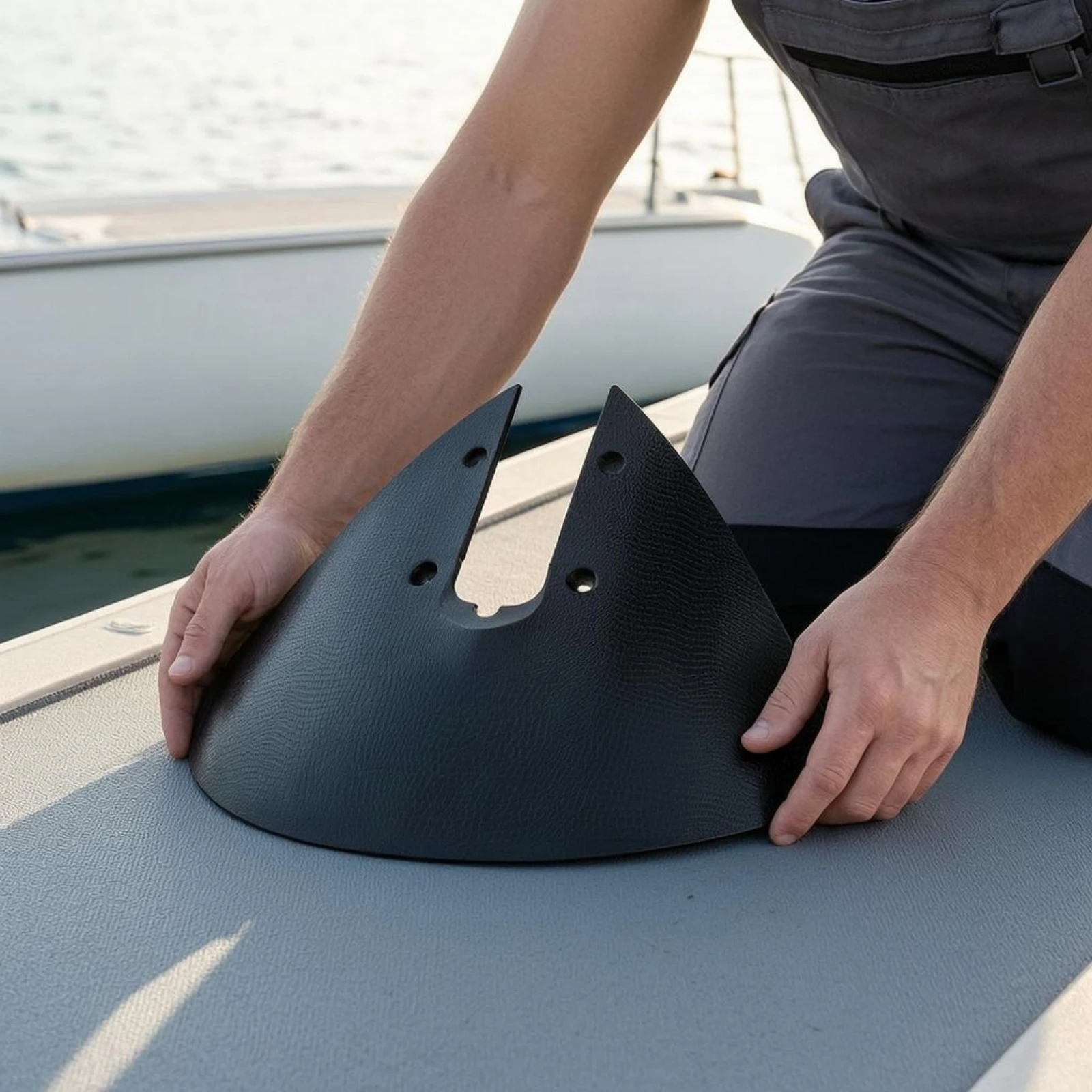 

Outboard Engine Pressure Plate Curved Ribbed Pressure Plate Marine Part Mounting Holes Black for Boat